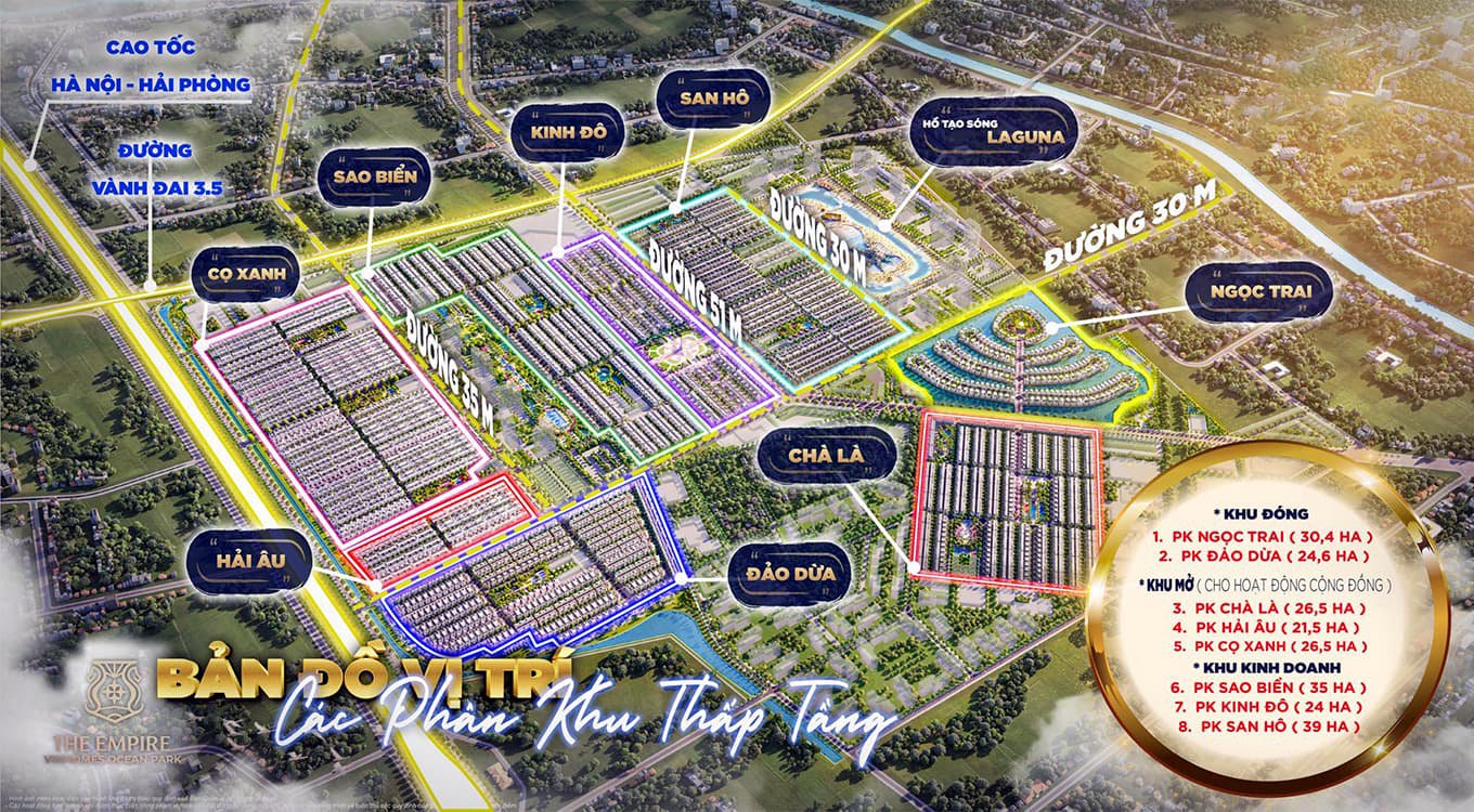 CÁC PHÂN KHU THẤP TẦNG VINHOMES OCEAN PARK 2